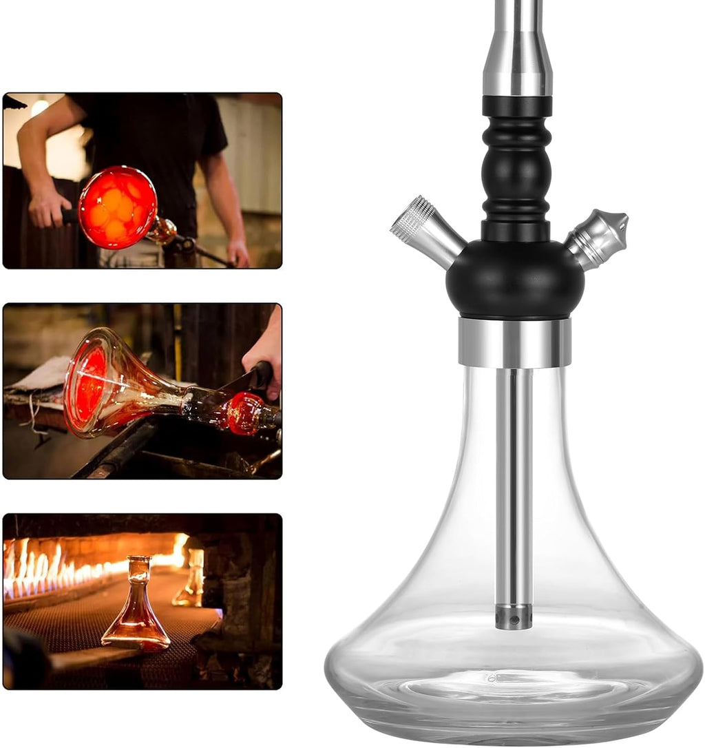 Shisha 50Cm Narghilè Completo Con Tubo Shisha Professionale Di Alta Qualita Hookah Con Fumarie in Acciaio Inox Di Immersione Cavità Chiusa, Narghile Accesori, Nero