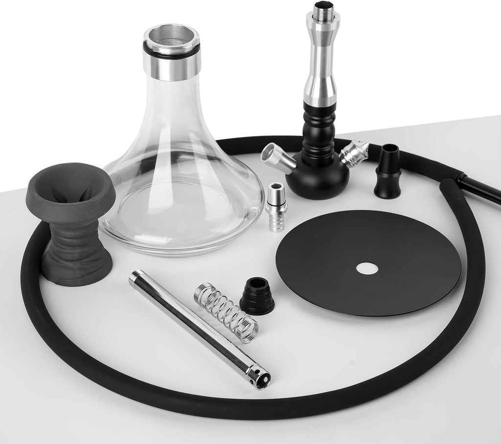 Shisha 50Cm Narghilè Completo Con Tubo Shisha Professionale Di Alta Qualita Hookah Con Fumarie in Acciaio Inox Di Immersione Cavità Chiusa, Narghile Accesori, Nero