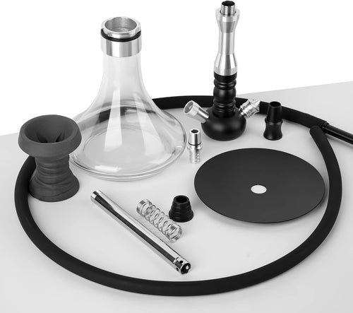 Shisha 50Cm Narghilè Completo Con Tubo Shisha Professionale Di Alta Qualita Hookah Con Fumarie in Acciaio Inox Di Immersione Cavità Chiusa, Narghile Accesori, Nero